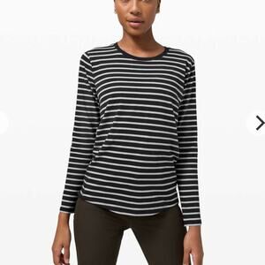 Lululemon Ever Ready Long Sleeve‎ Striped Top 4 Yachtie Stripe Black Chrome